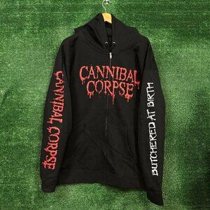 Cannibal Corpse Butchered at Birth Death Metal Band Zip-Up Hoodie Extra Large